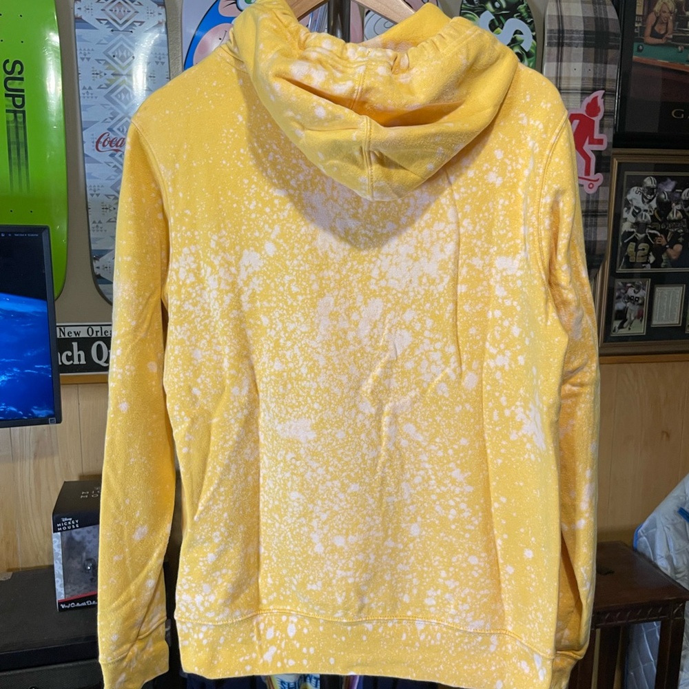 North face hoodie men’s size small yellow custom bleach splatter - Picture 4 of 5